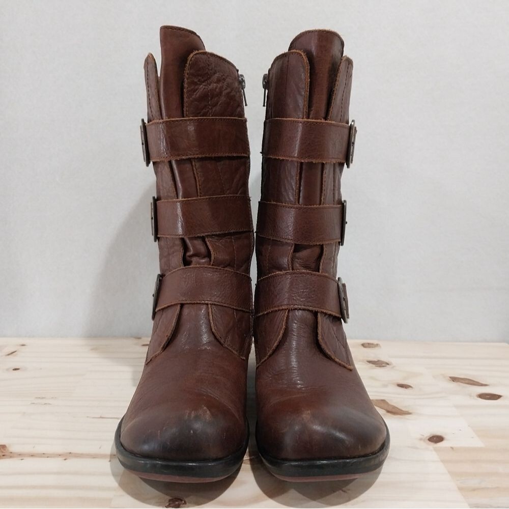 Fly London Boots Moto Combat Women's Size 40 Brown Leather Buckle Grunge Boho - Picture 4 of 14